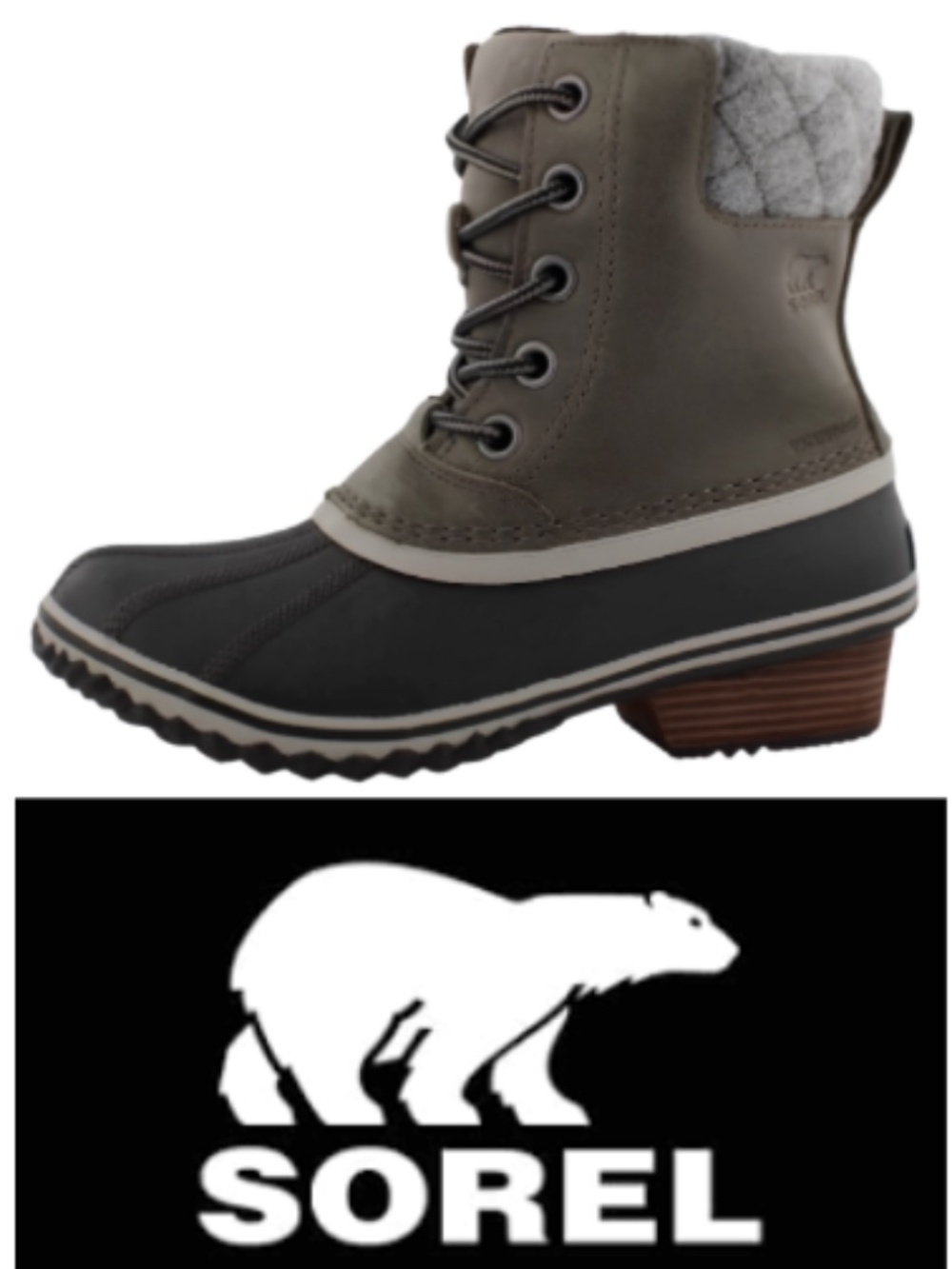 Sorel Slimpack II Lace Waterproof Winter Boot in the Quarry/Black (8.5)